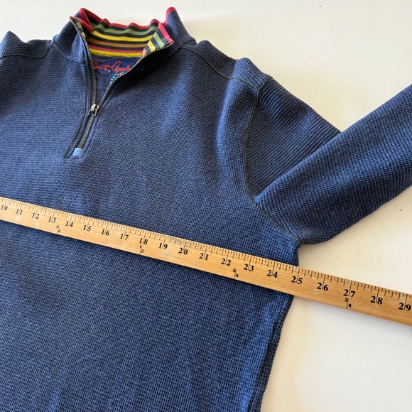 Robert Graham Dark Navy Quarter Zip Designer Pullover Sweater Mens LARGE Cotton - Picture 5 of 9